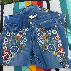 Alice + Olivia Floral Embroidered Flare Jeans